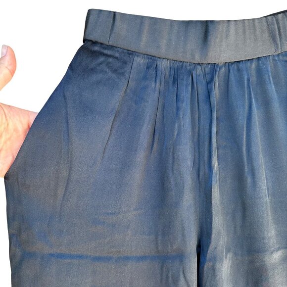 Alice + Olivia By Stacey Bendet Navy Satin High-Waisted Tapered Pants Womens Siz - Picture 5 of 9